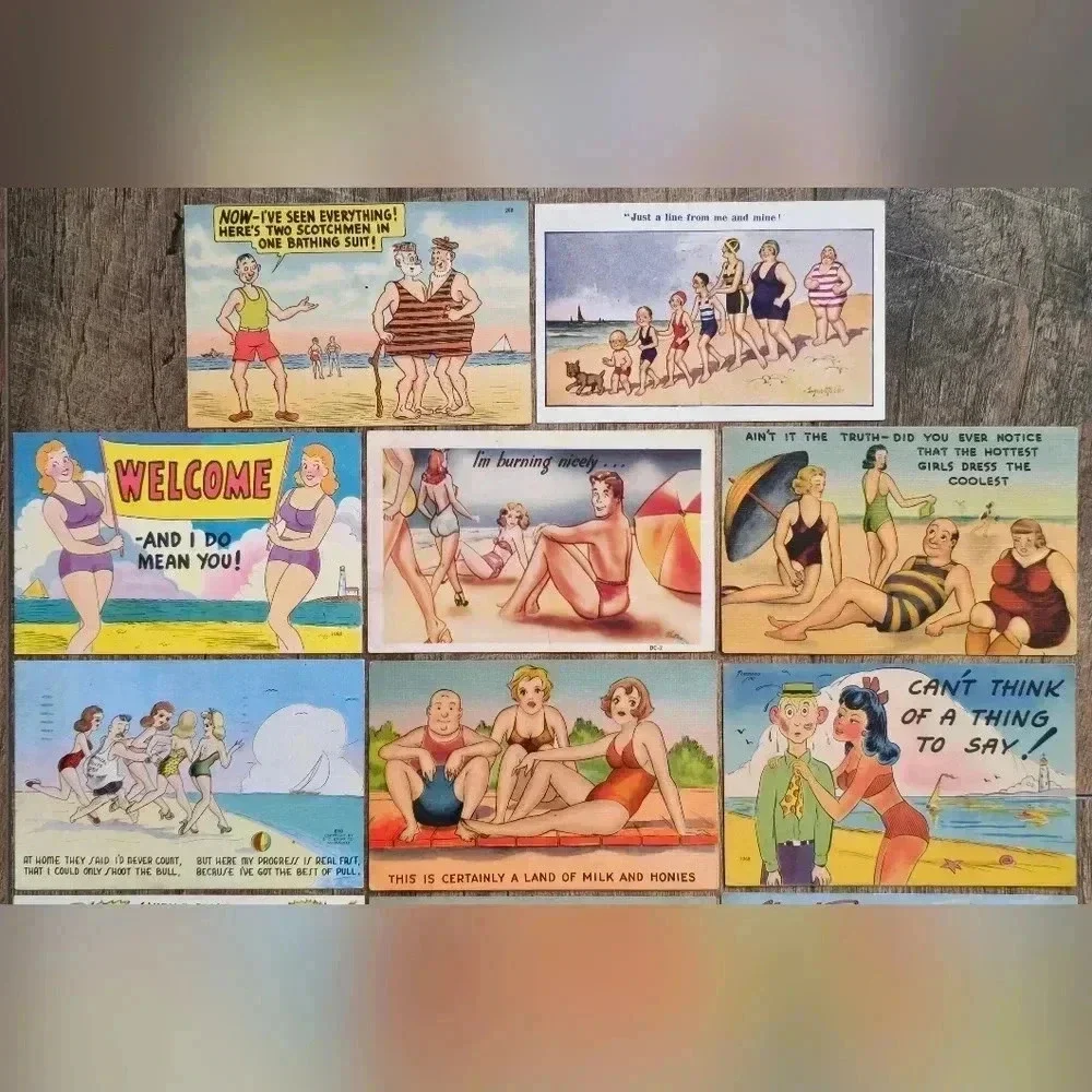Lot of 17 Vintage Beach Swimming Themed Bathing Beauties Postcards